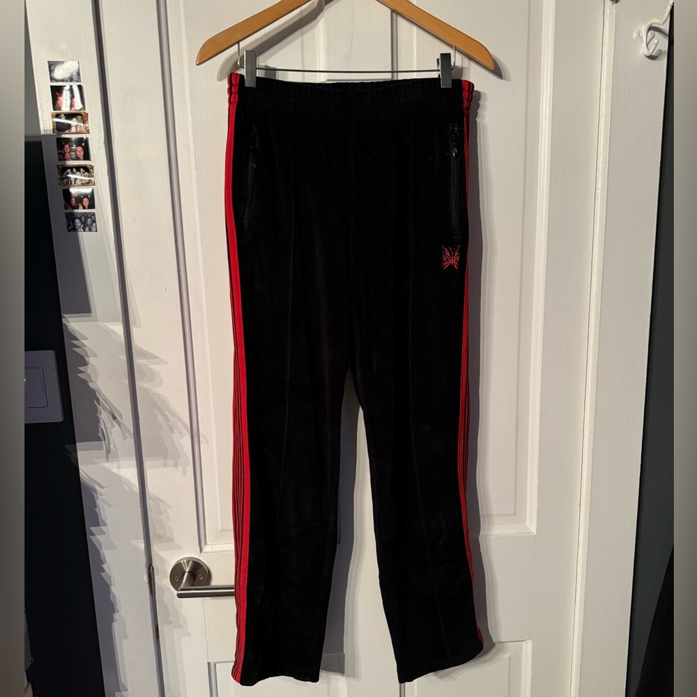 Needles Black + Red Velour Sweatpants